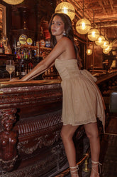 Guilty Pleasure Strapless Glitter Mini Dress Gold